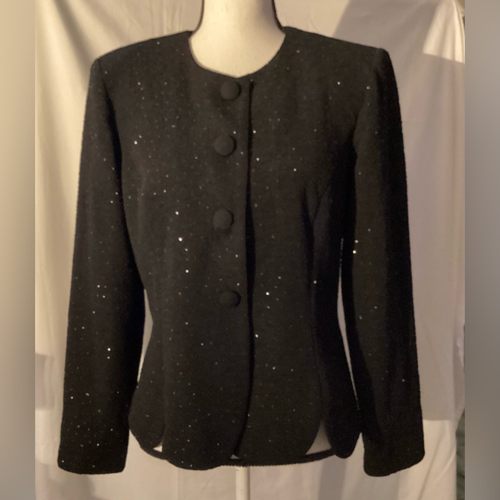 Leslie Fay shiny black dressy jacket. Size 12